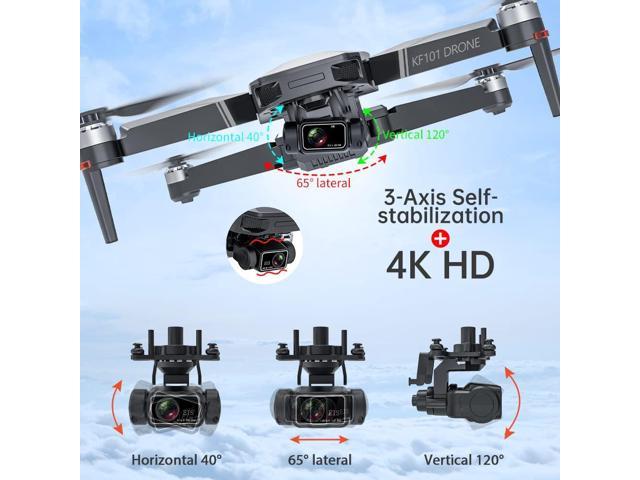Binygo KF101 MAX GPS Drones with Camera for Adults 4K, RC Distance 5000M, 3 Axis Gimbal+EIS+Repeater, 5G FPV Foldable Quadcopter with Brushless Motor, 30Mins Flight Time 4K with three battery
